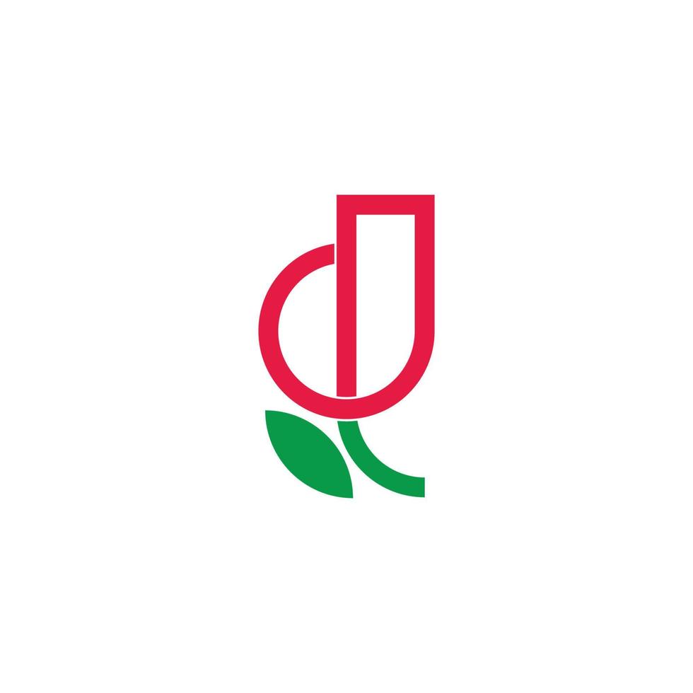 brev d röd reste sig blomma symbol logotyp vektor