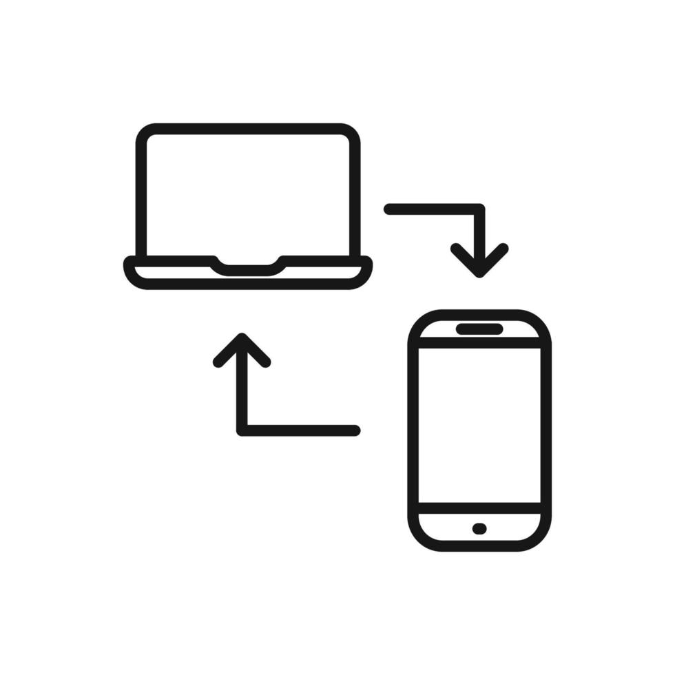 editierbar Symbol von Laptop Smartphone Verbindung, Vektor Illustration isoliert auf Weiß Hintergrund. mit zum Präsentation, Webseite oder Handy, Mobiltelefon App