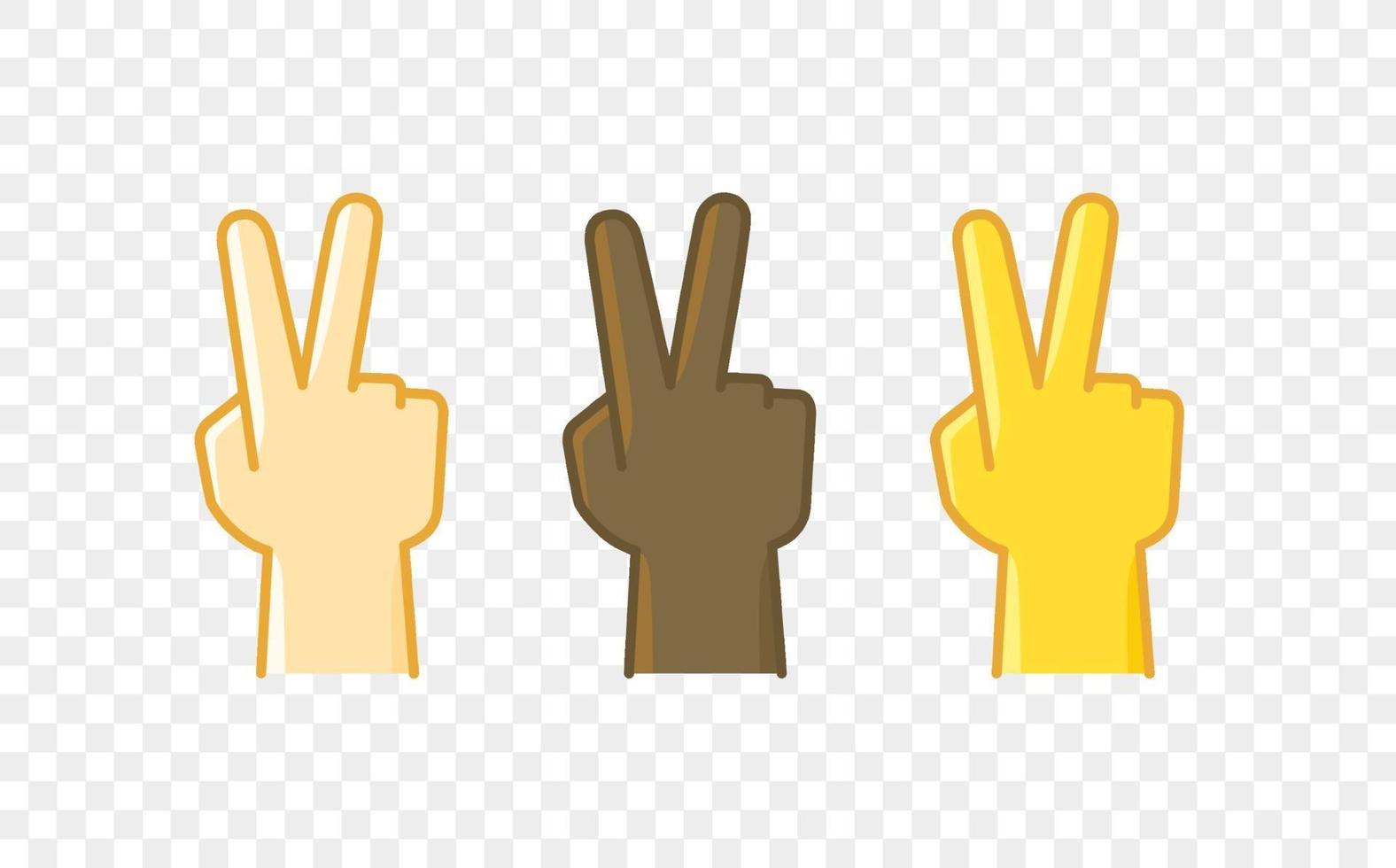 olika färger hand gest komisk stil vektor ikon. segertecken