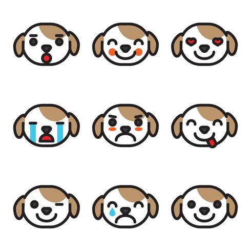 Utseende Emoji Dog Faces vektor