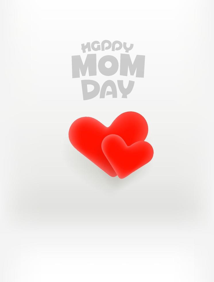 glückliche Muttertag Vektorkarte mit zwei roten Herzen vertikale Zusammensetzung vektor