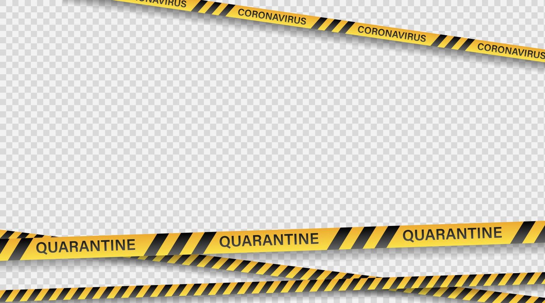 Warnung Coronavirus Quarantäne Banner mit Gelb und schwarz Streifen. Virus COVID-19. Blau Hintergrund mit Kopieren Raum. Quarantäne Biogefährdung unterzeichnen. Vektor. vektor