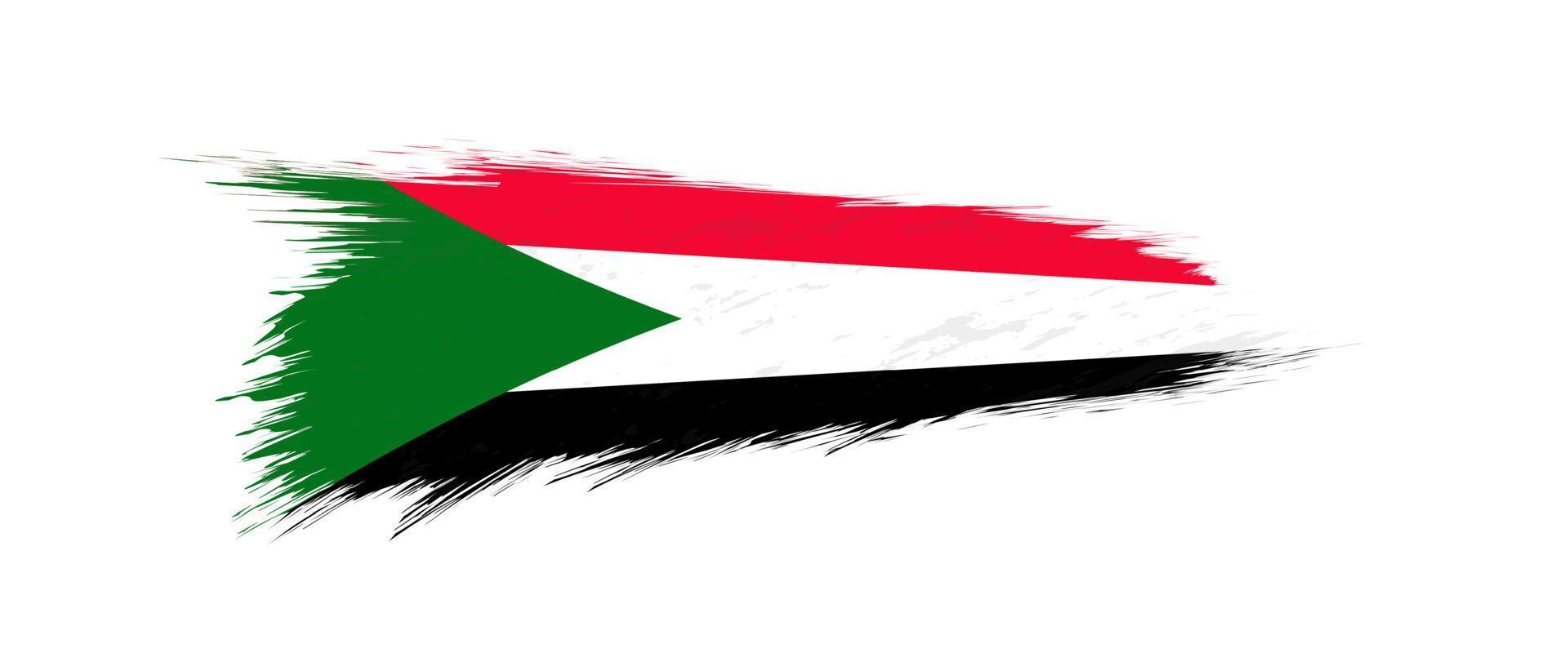 flagga av sudan i grunge borsta stroke. vektor