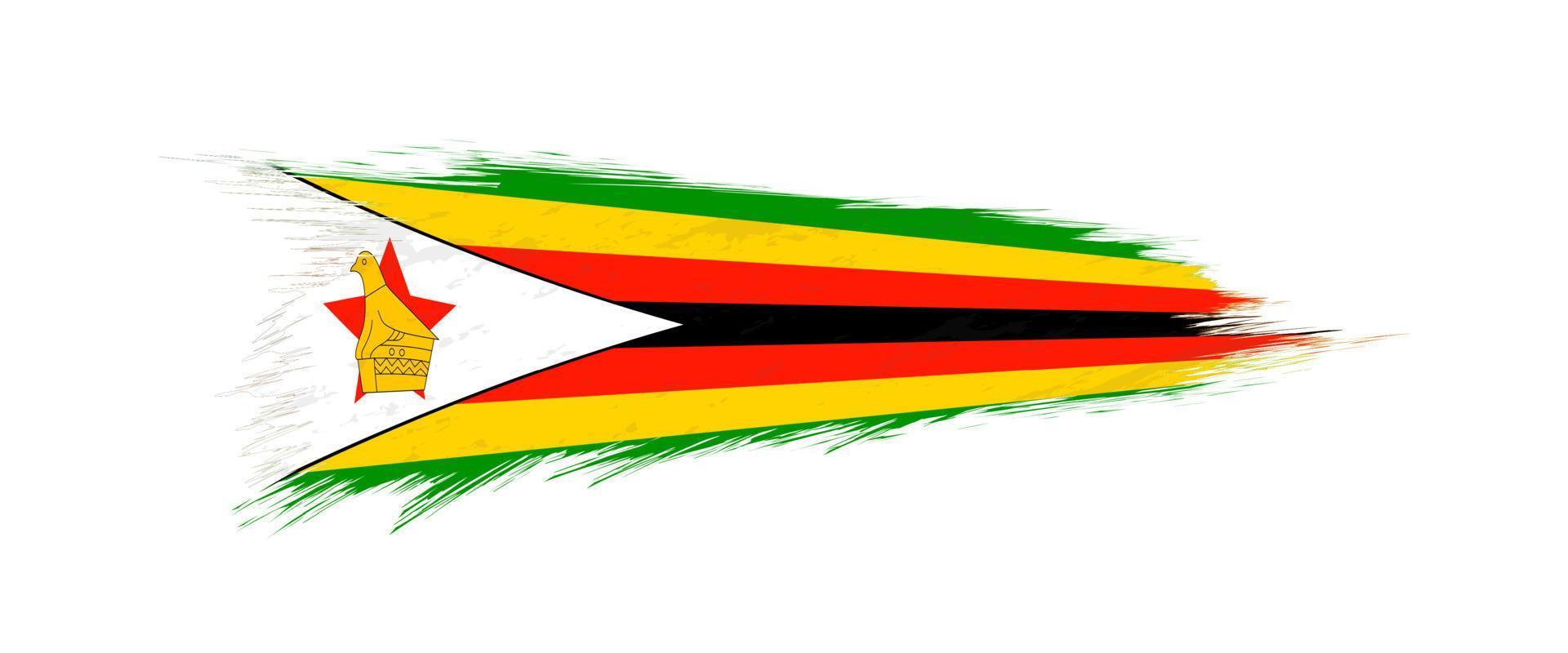 flagga av zimbabwe i grunge borsta stroke. vektor