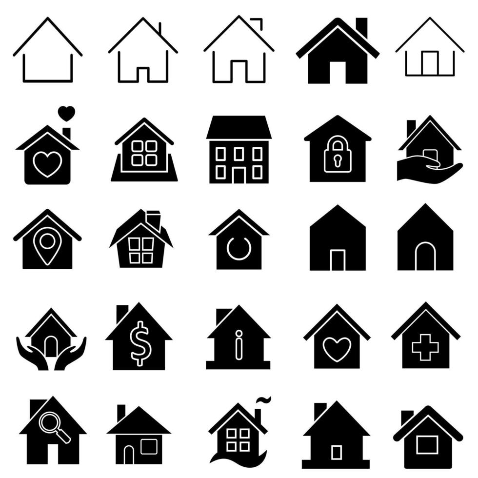 Haus Symbol Satz. Zuhause Vektor Illustration Symbol. Gebäude Symbol oder Logo.