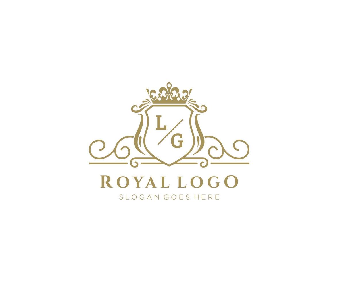 första lg brev lyxig varumärke logotyp mall, för restaurang, kungligheter, boutique, Kafé, hotell, heraldisk, Smycken, mode och Övrig vektor illustration.