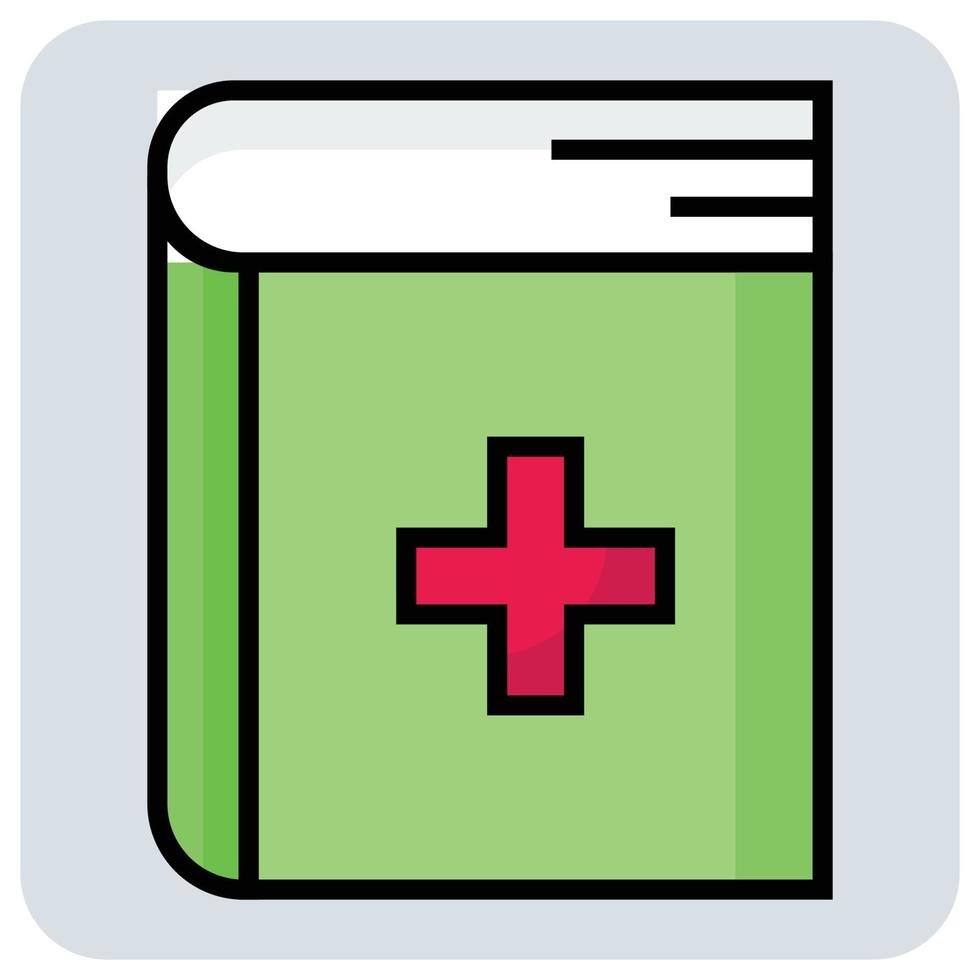 fylld Färg översikt ikon för medicinsk bok. vektor
