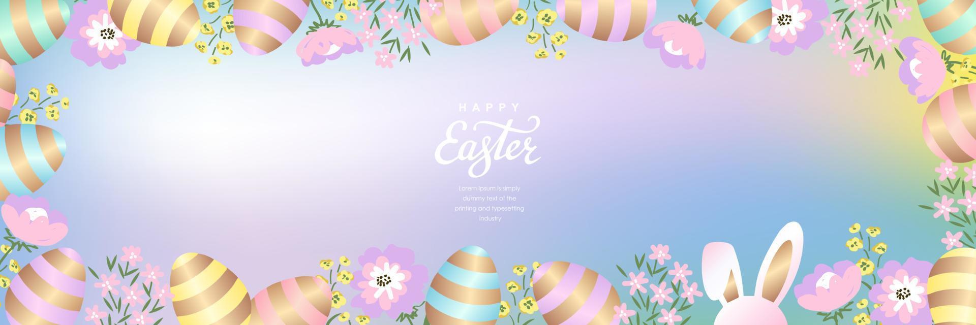 glücklich Ostern Gradient Dekoration Hintergrund. Ostern Elemente Dekoration Rahmen zum Fall, Einladung, Hintergrund und Banner Design. Vektor Illustration.