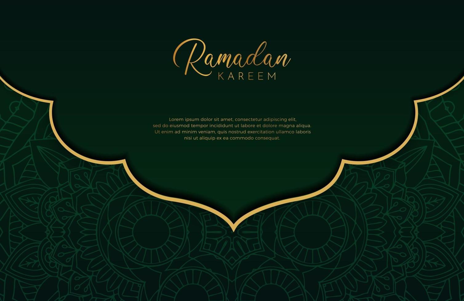 Luxus Schwarz und Gold Hintergrund Banner mit islamischer Arabeske dunkelgrün Mandala Ornament vektor