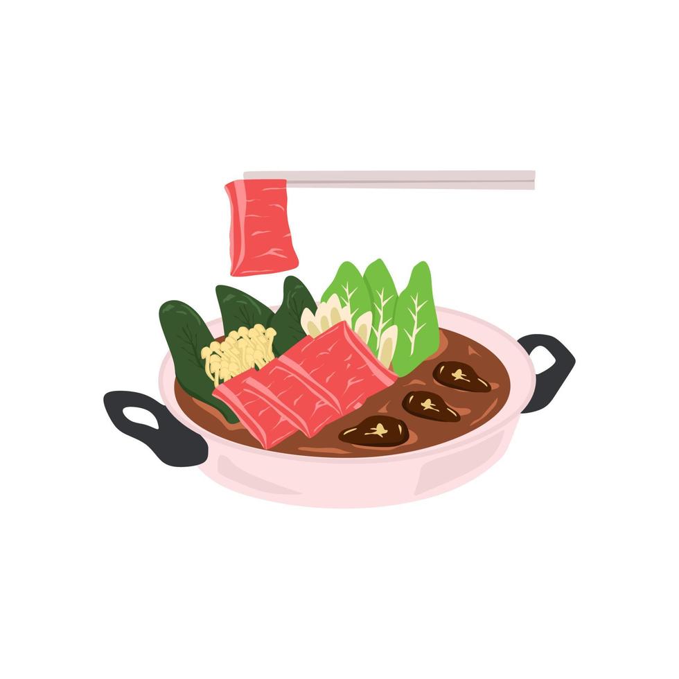 traditionell japansk Shabu shabu varm pott vektor illustration