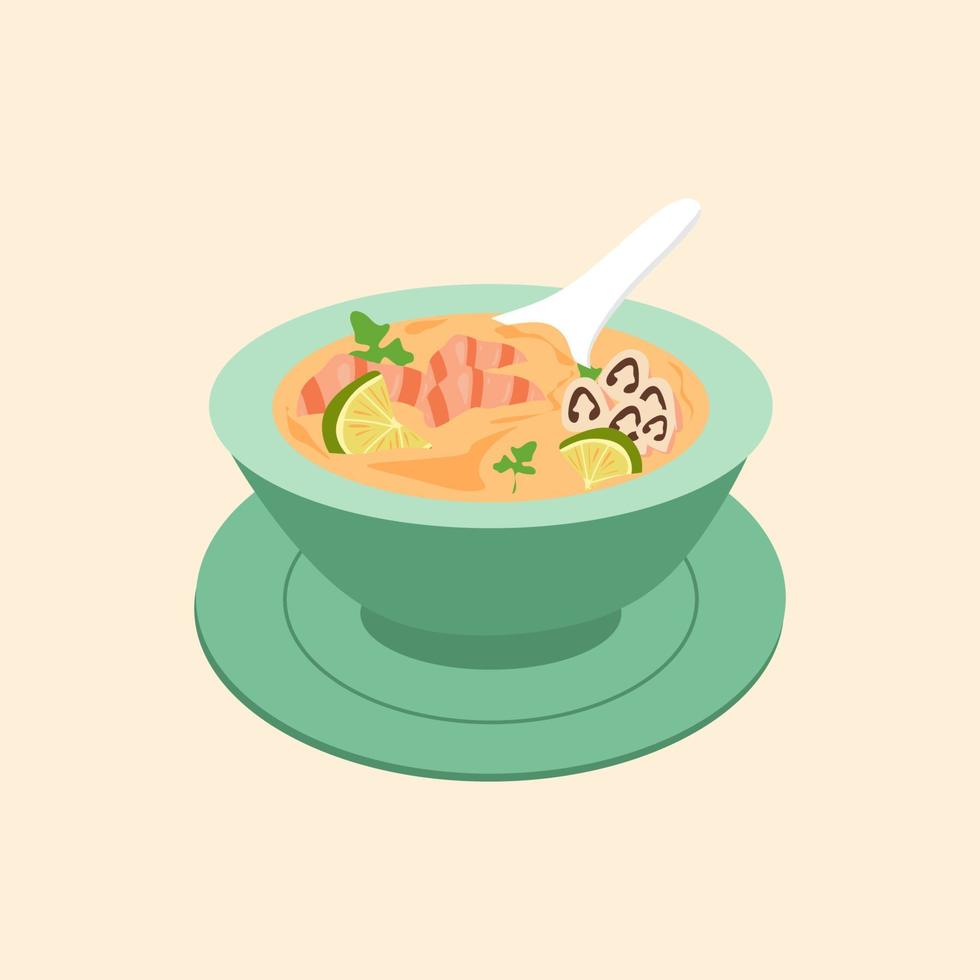 kryddad thai tom yum soppa med räka och citrongräs vektor illustration