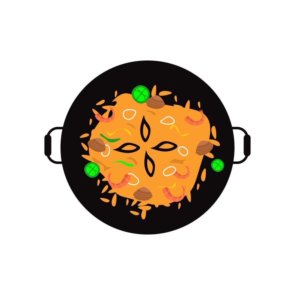Spanisch Paella mit Meeresfrüchte und Safran vektor