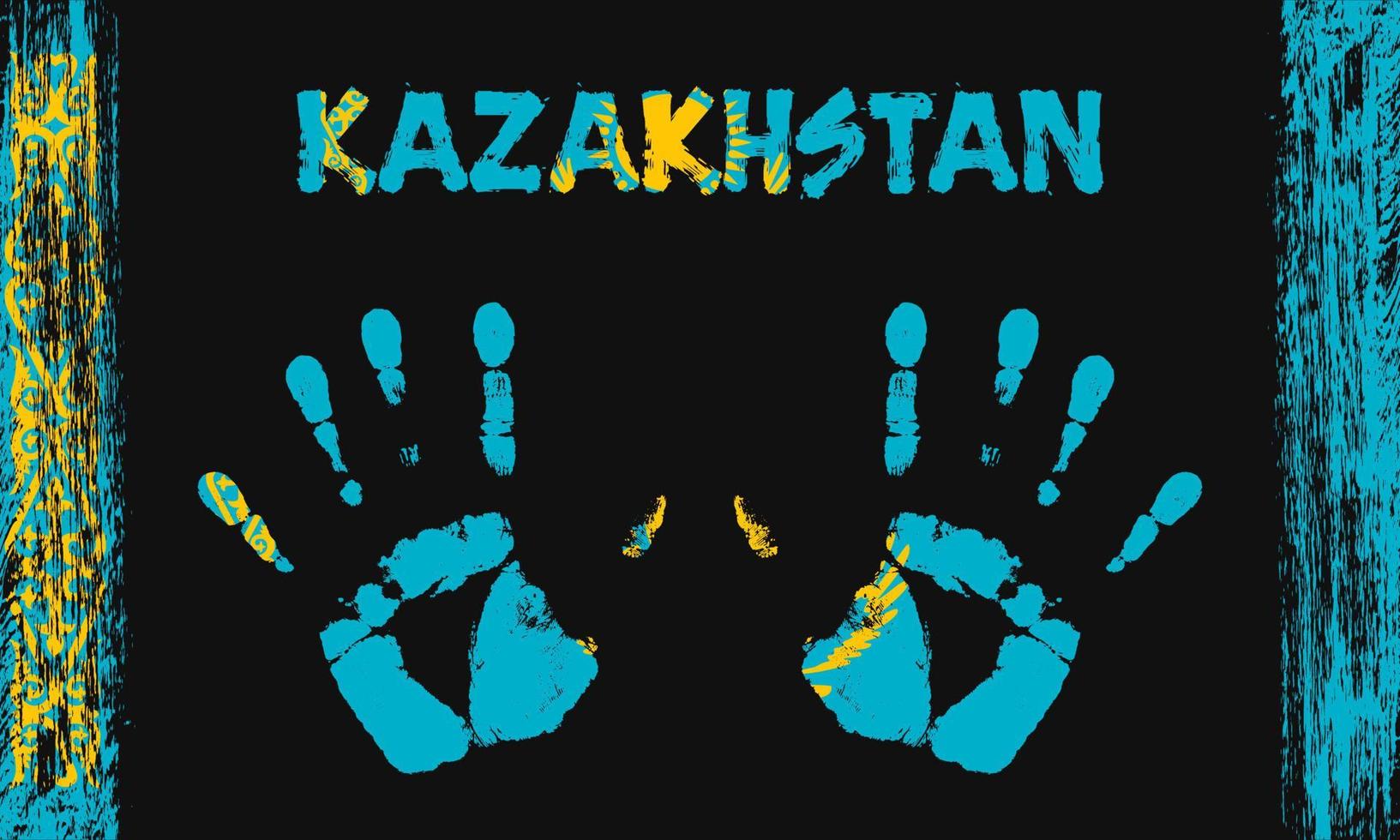 vektor flagga av kazakhstan med en handflatan