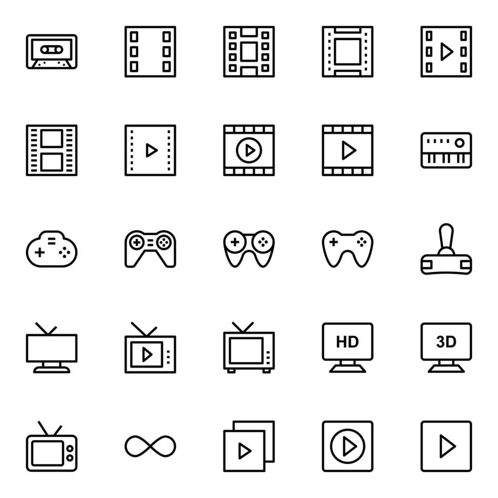 översikt ikoner för multimedia. vektor