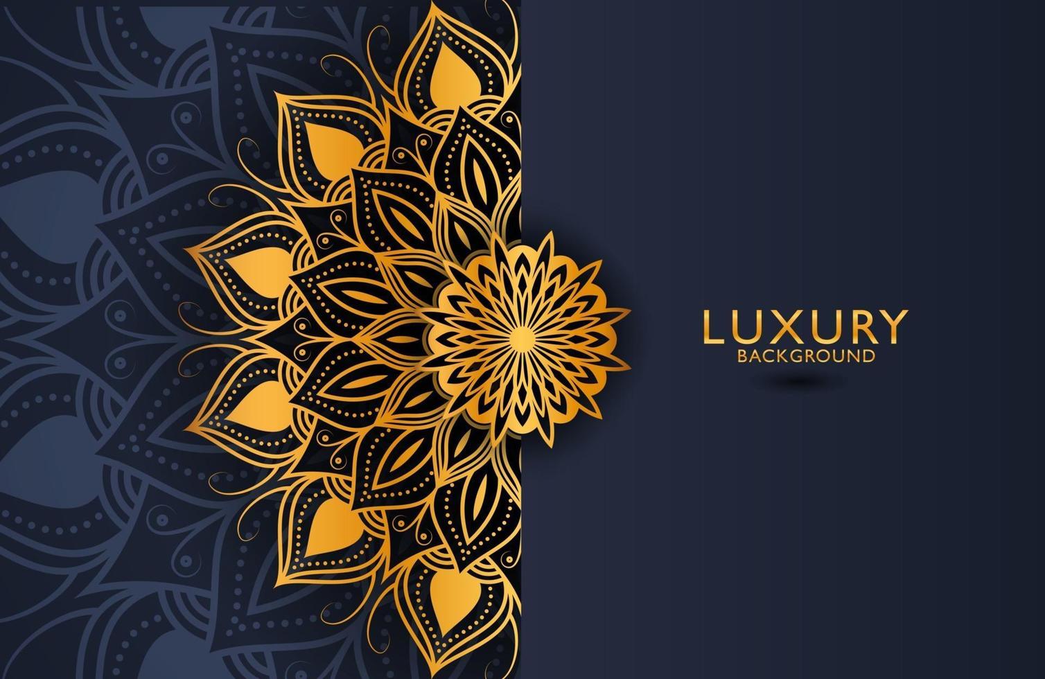 lyxig guld mandala utsmyckad bakgrund för bröllopsinbjudan, bokomslag. arabesk islamisk bakgrund vektor