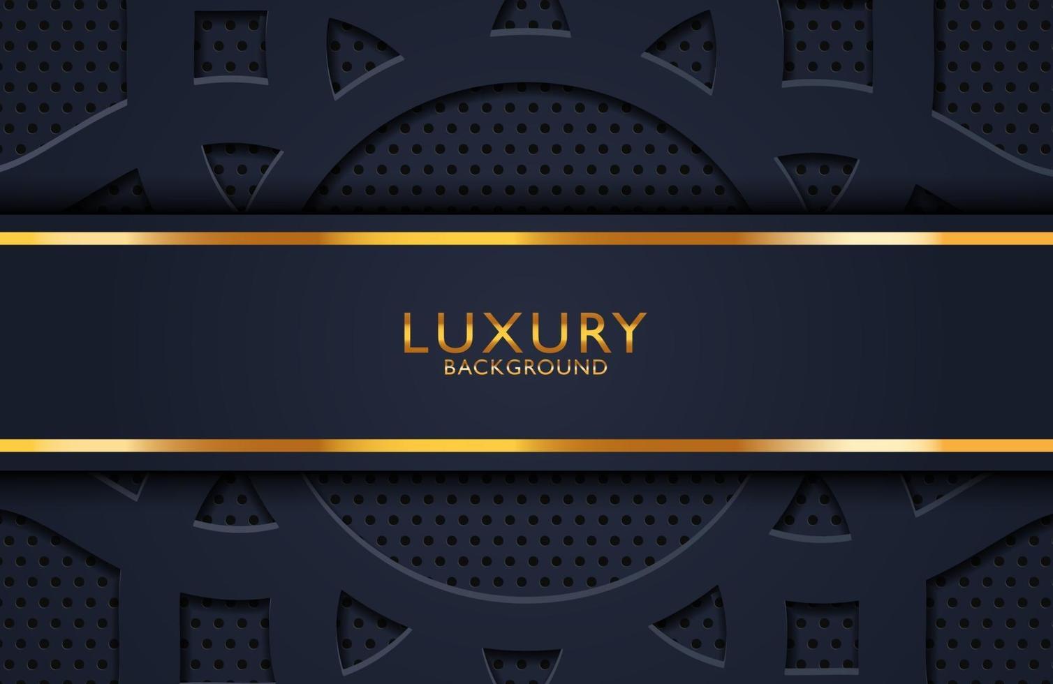 Geometrisches Luxusgoldmetall 3d auf dunklem Hintergrund. Grafikdesignelement für Einladung, Abdeckung, Hintergrund. vektor
