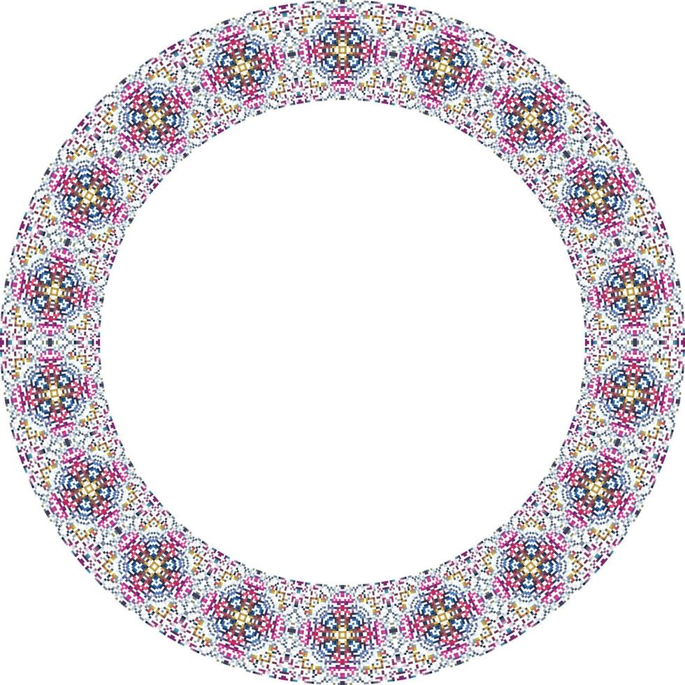 runda ram med abstrakt blommig mönster. vektor illustration isolerat på vit bakgrund.