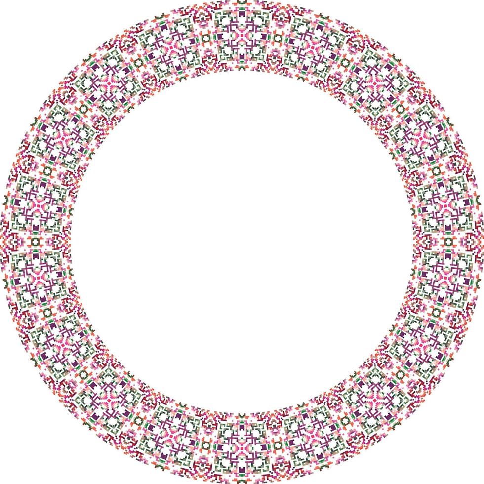 dekorativ runden Rahmen mit Blumen- Muster auf Weiß Hintergrund. Vektor Illustration.
