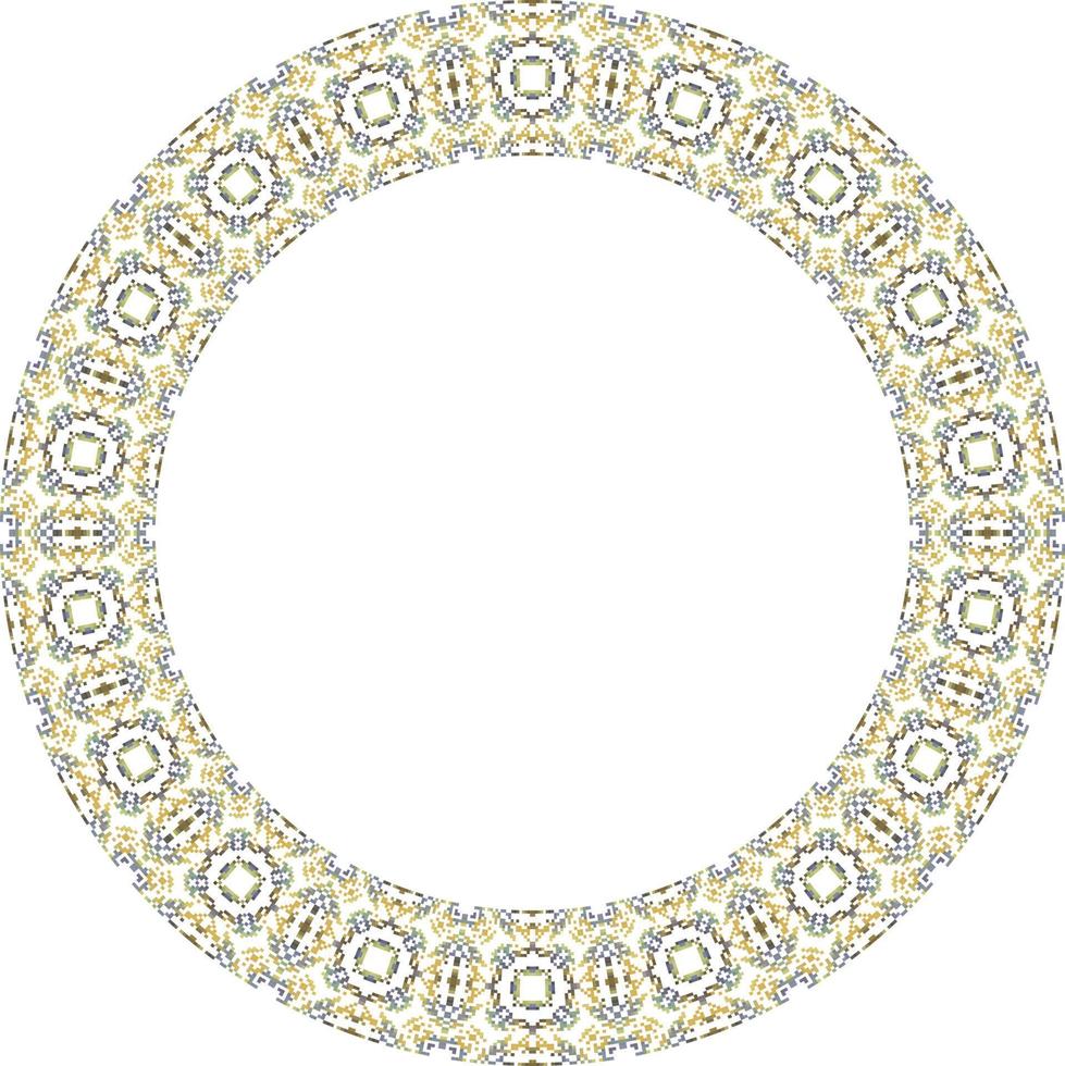 dekorativ runden Rahmen mit Blumen- Muster auf Weiß Hintergrund. Vektor Illustration.