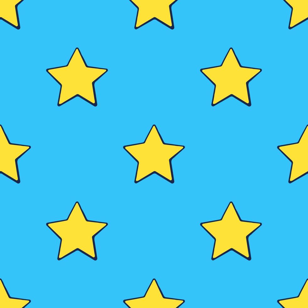 nahtlos Muster mit süß Gelb Sterne beim Pop Kunst Stil auf Blau Hintergrund. Wetter Symbol vektor