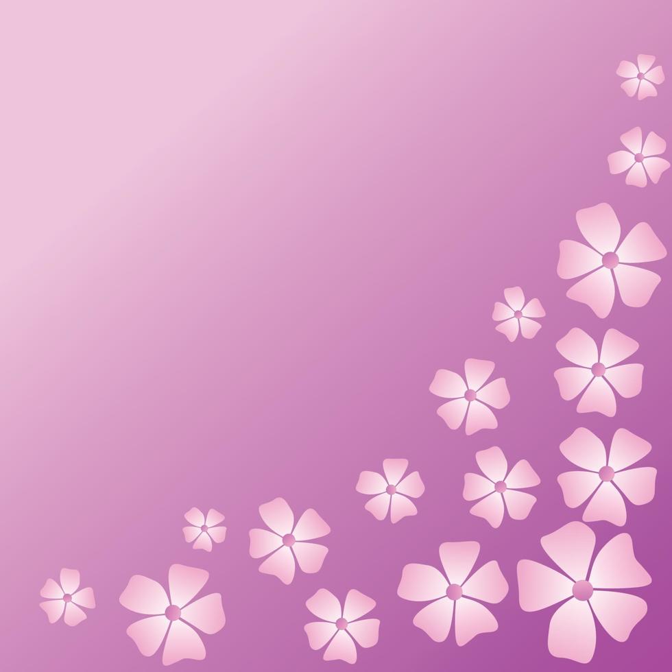 mall för gratulationskort med rosa blommor på en rosa bakgrund. romantiskt semesterkort med plats för text. vektor