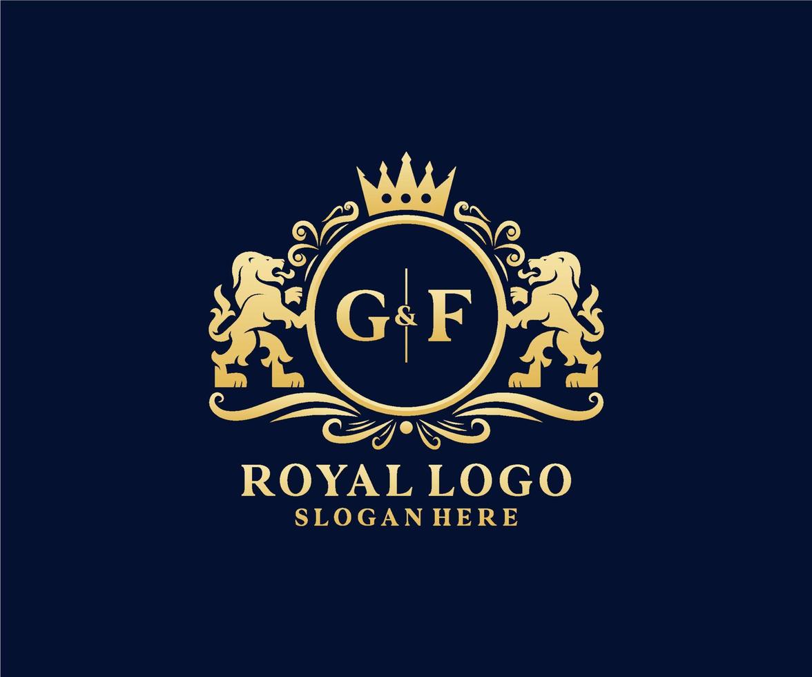 Initial gf Letter Lion Royal Luxury Logo Vorlage in Vektorgrafiken für Restaurant, Lizenzgebühren, Boutique, Café, Hotel, heraldisch, Schmuck, Mode und andere Vektorillustrationen. vektor