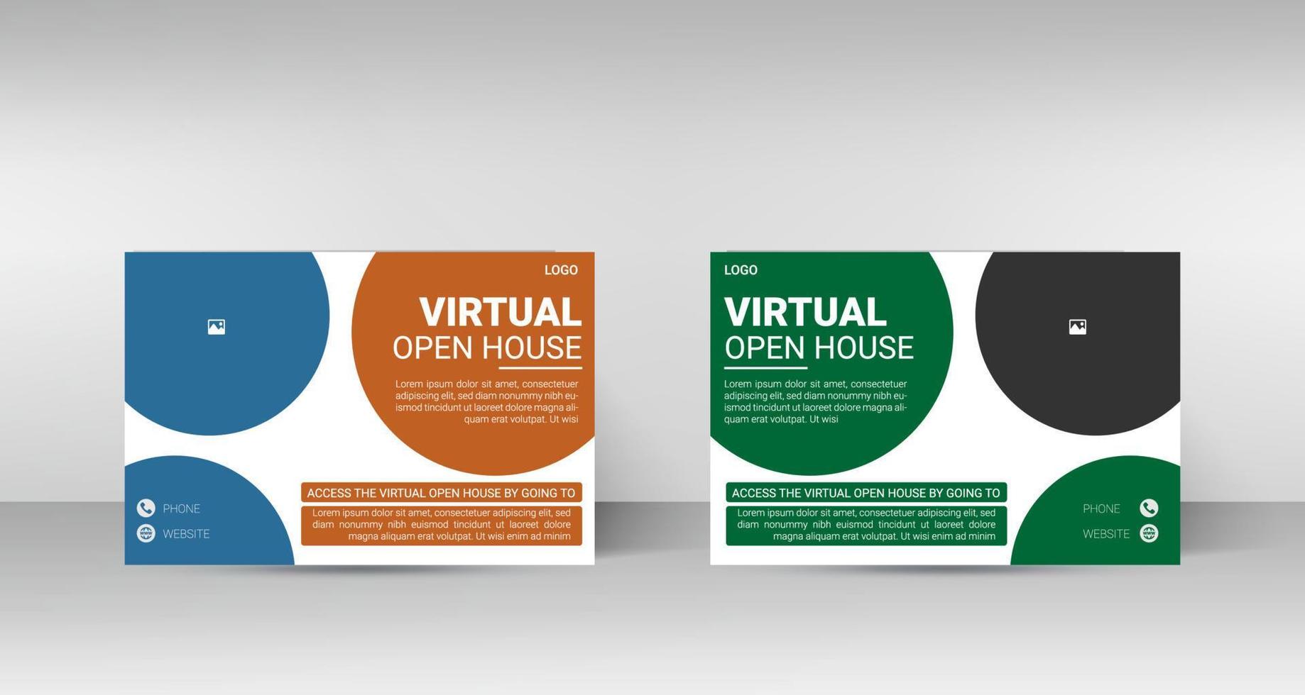 virtuell öppen hus vykort design mall vektor