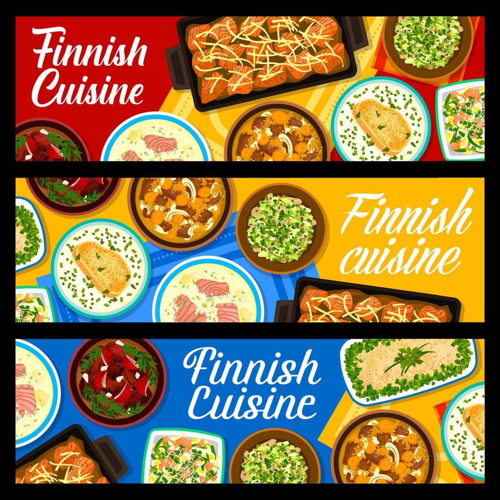 finska mat restaurang måltider horisontell banderoller vektor