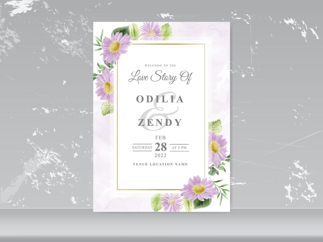 Hochzeitseinladungskarten mit grünem Blumenmuster vektor
