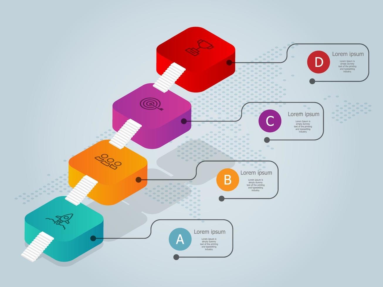 trappa eller stege till framgång affärsmall infographics element med ikoner vektor