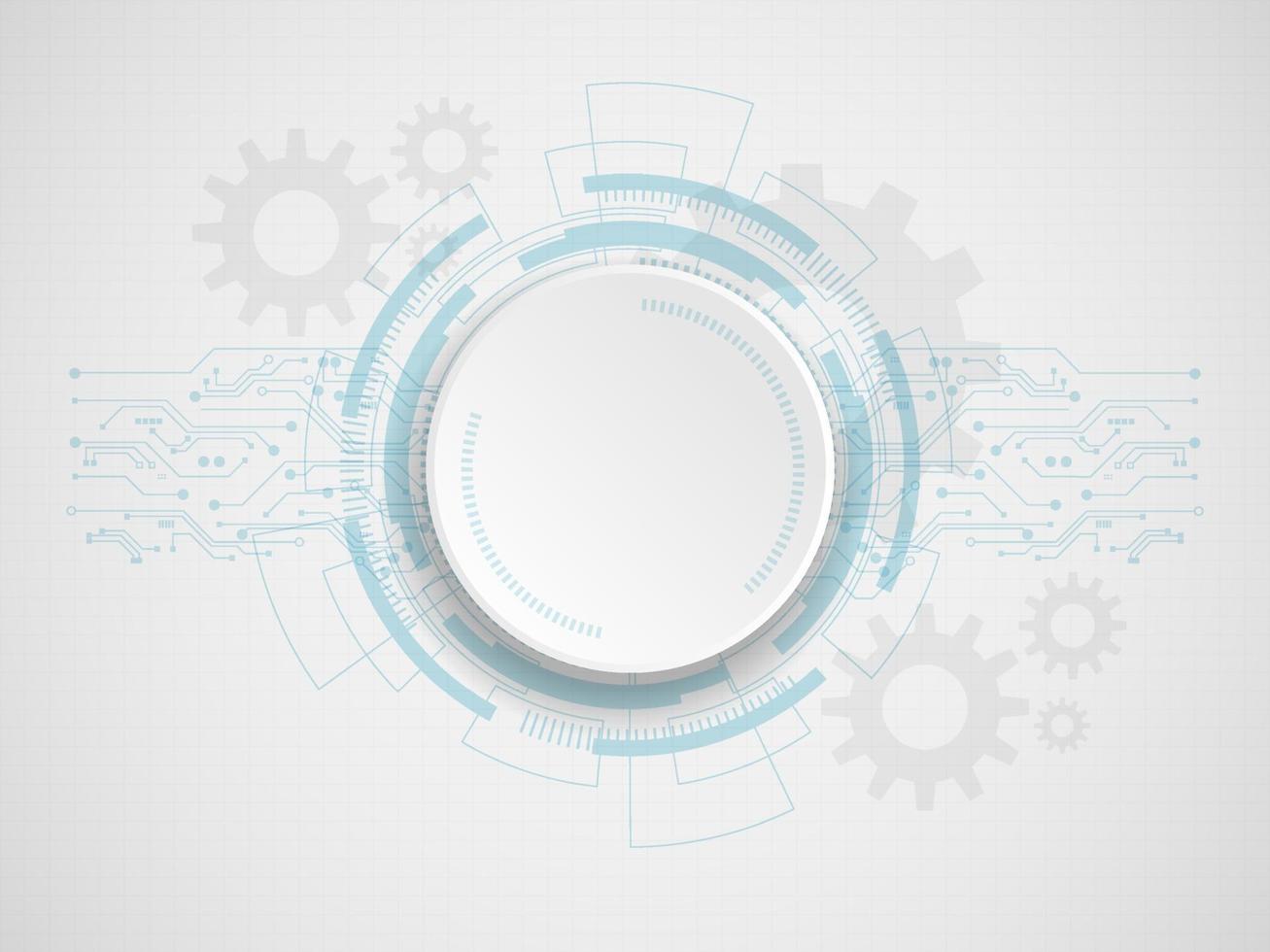 högteknologisk cirkel och kretsteknik med kugghjulshjulbakgrund vektor