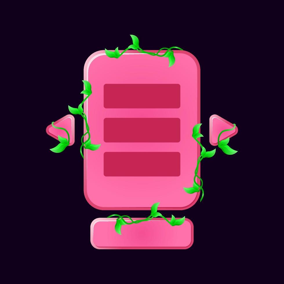 uppsättning av rosa natur lämnar spelet ui styrelsen dyker upp för gui tillgång element vektorillustration vektor
