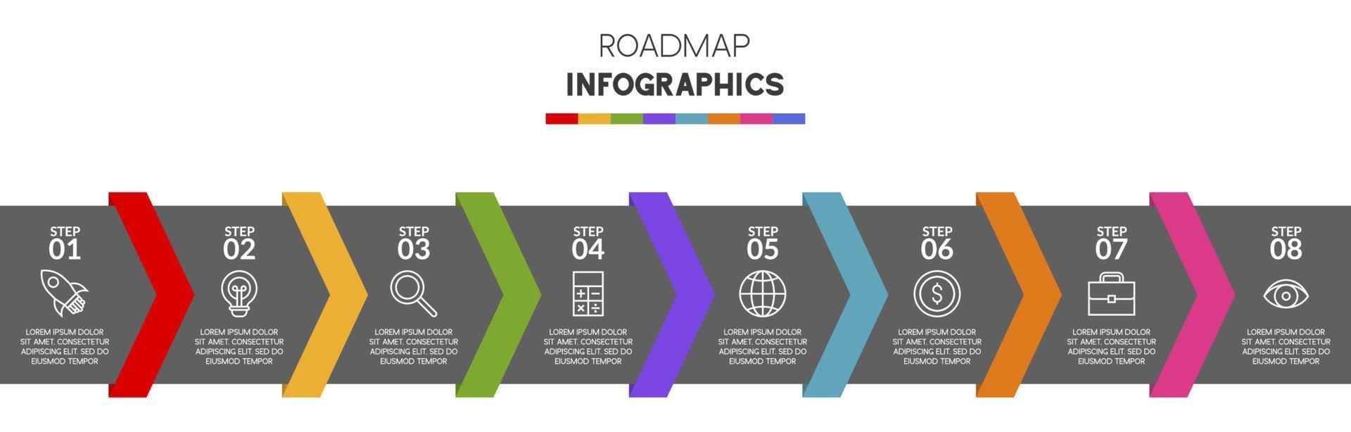 infographics design mall och ikoner med 8 alternativ eller 8 steg vektor