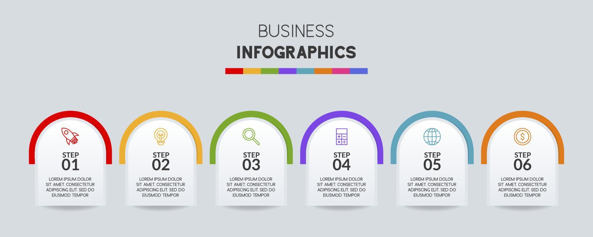 Infografiken Design Vorlage und Symbole mit 6 Optionen oder 6 Schritte vektor