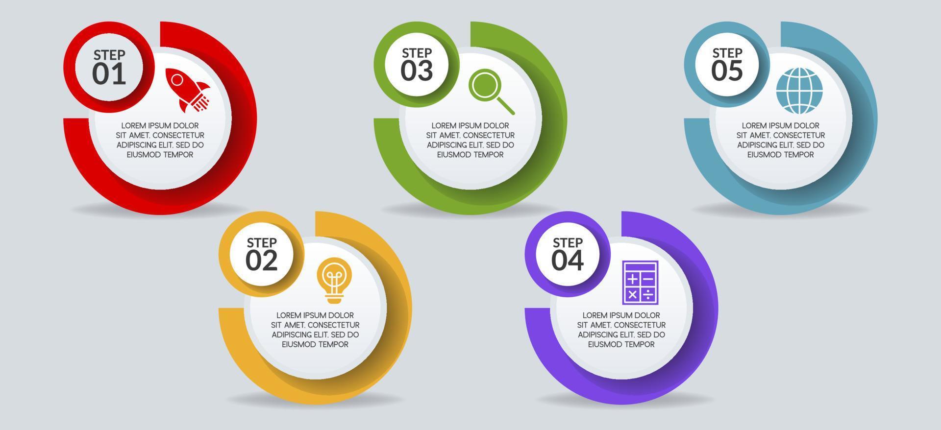 infographics design mall och ikoner med 5 alternativ eller 5 steg vektor