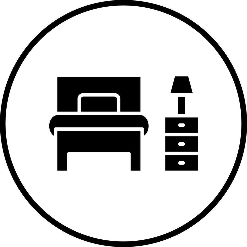 Single Bett Zimmer Vektor Symbol Stil