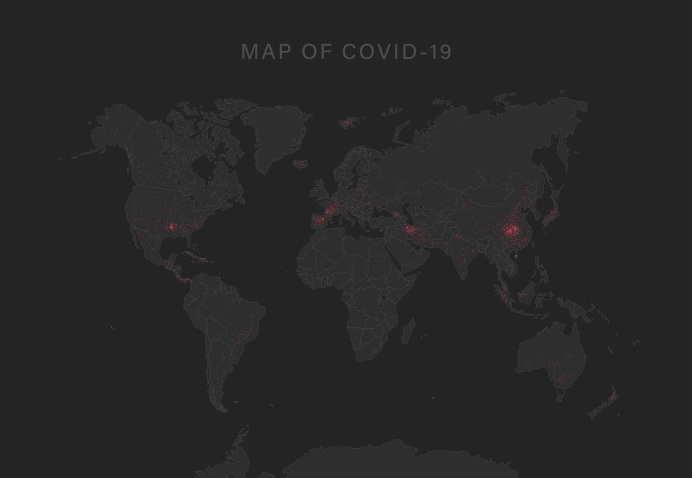 coronavirus covid-19 Karta bekräftad fall Rapportera över hela världen globalt. coronavirus sjukdom 2020 situation uppdatering över hela världen. Kartor visa var de coronavirus har spridning. vektor illustration.