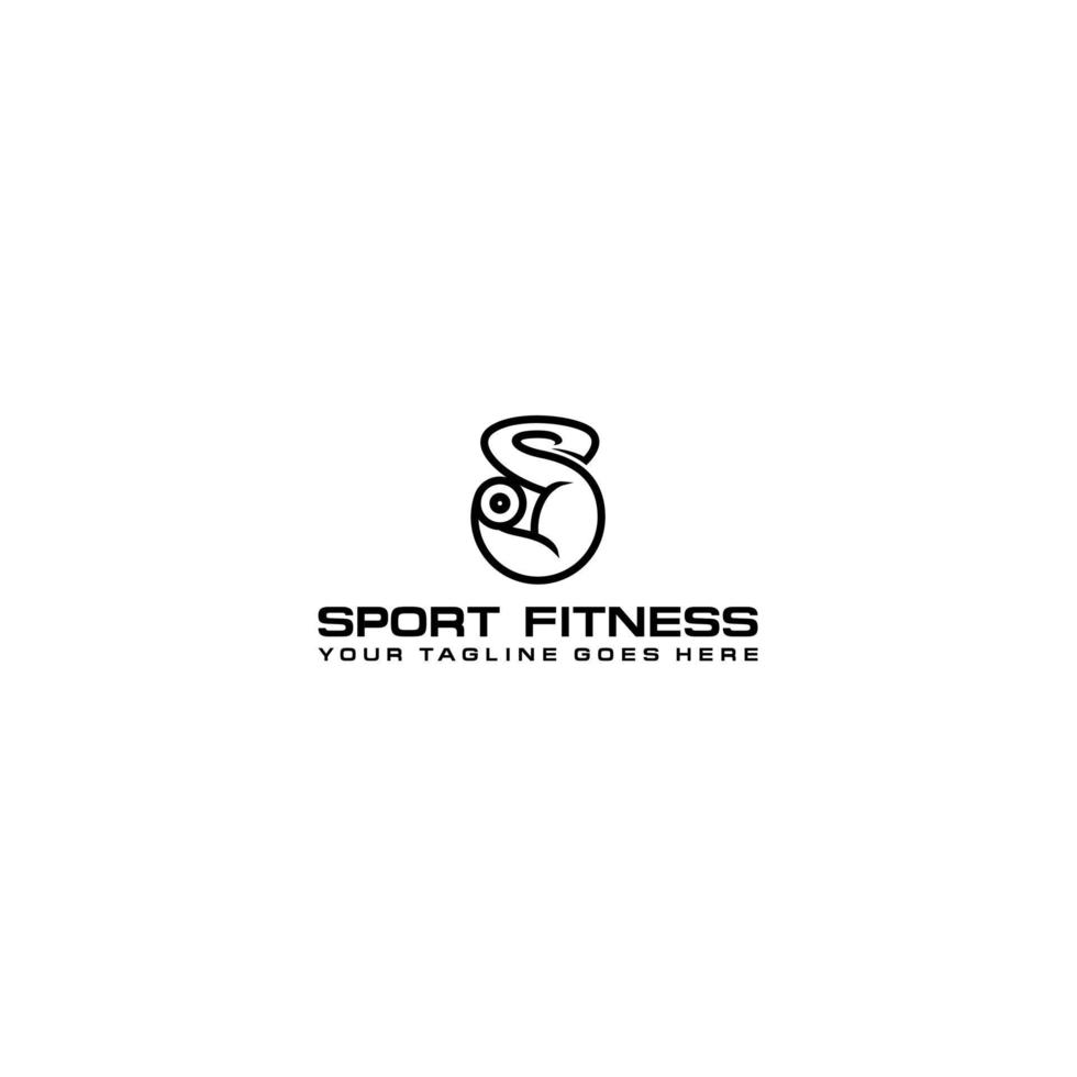 Fitnessstudio s Brief Logo Design vektor