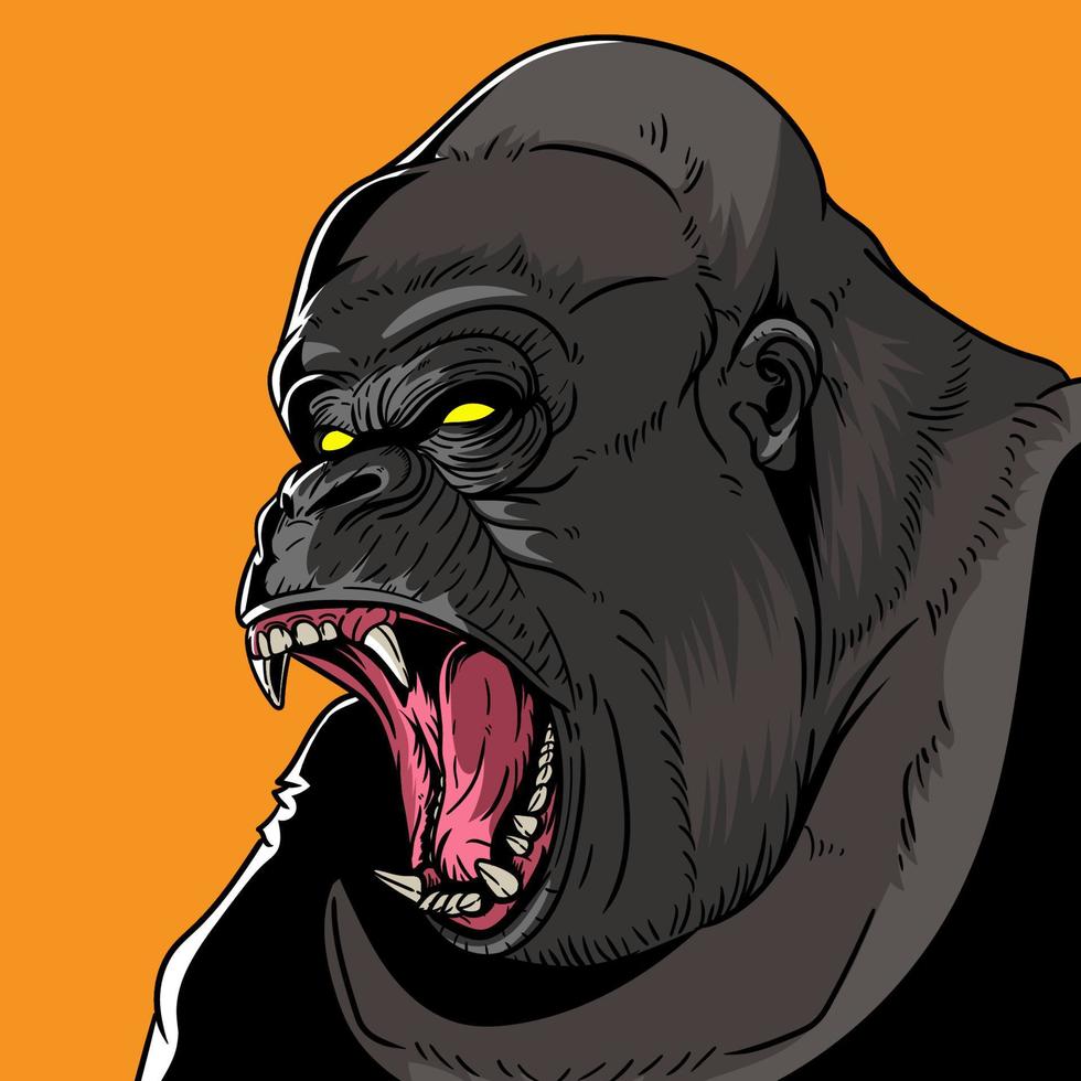 Kopf von ein wütend Gorilla Illustration vektor