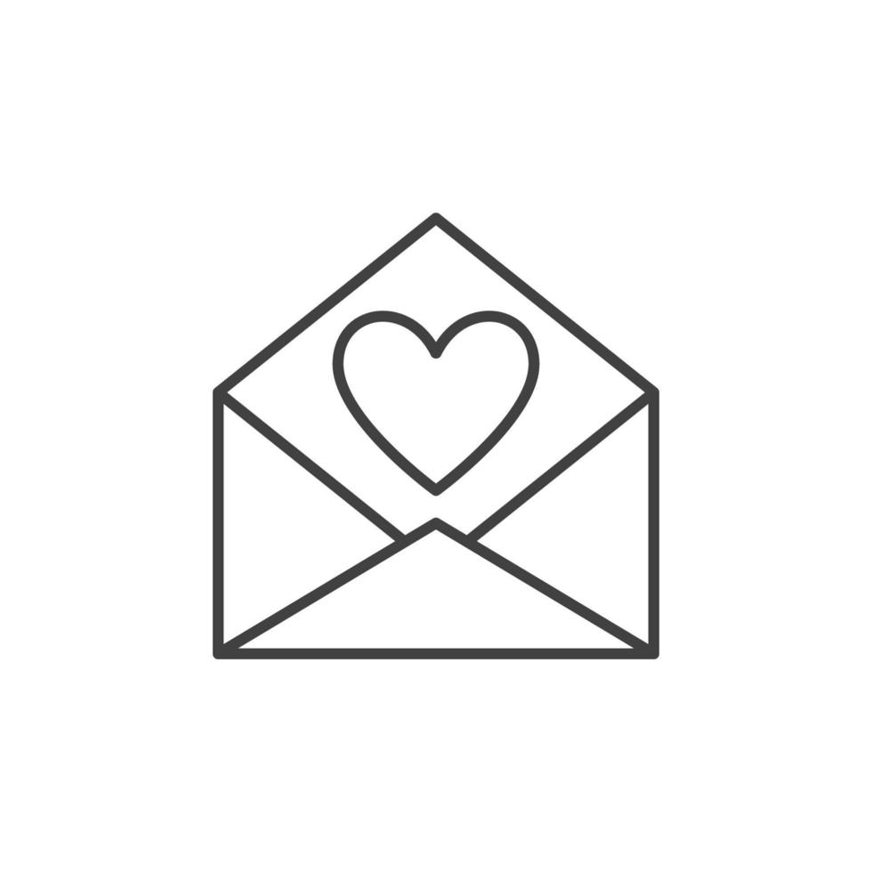 kuvert med hjärta vektor begrepp översikt ikon eller tecken
