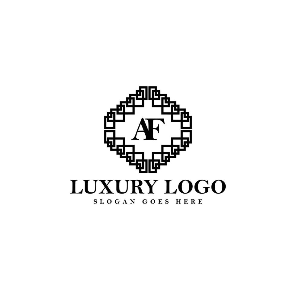 af Initiale basierend Vektor Logo. serif Brief Logo innerhalb Komplex Linie Kunst rahmen. Logo zum Luxus Produkt, Mode, Schönheit, Schmuck, und Unternehmen.