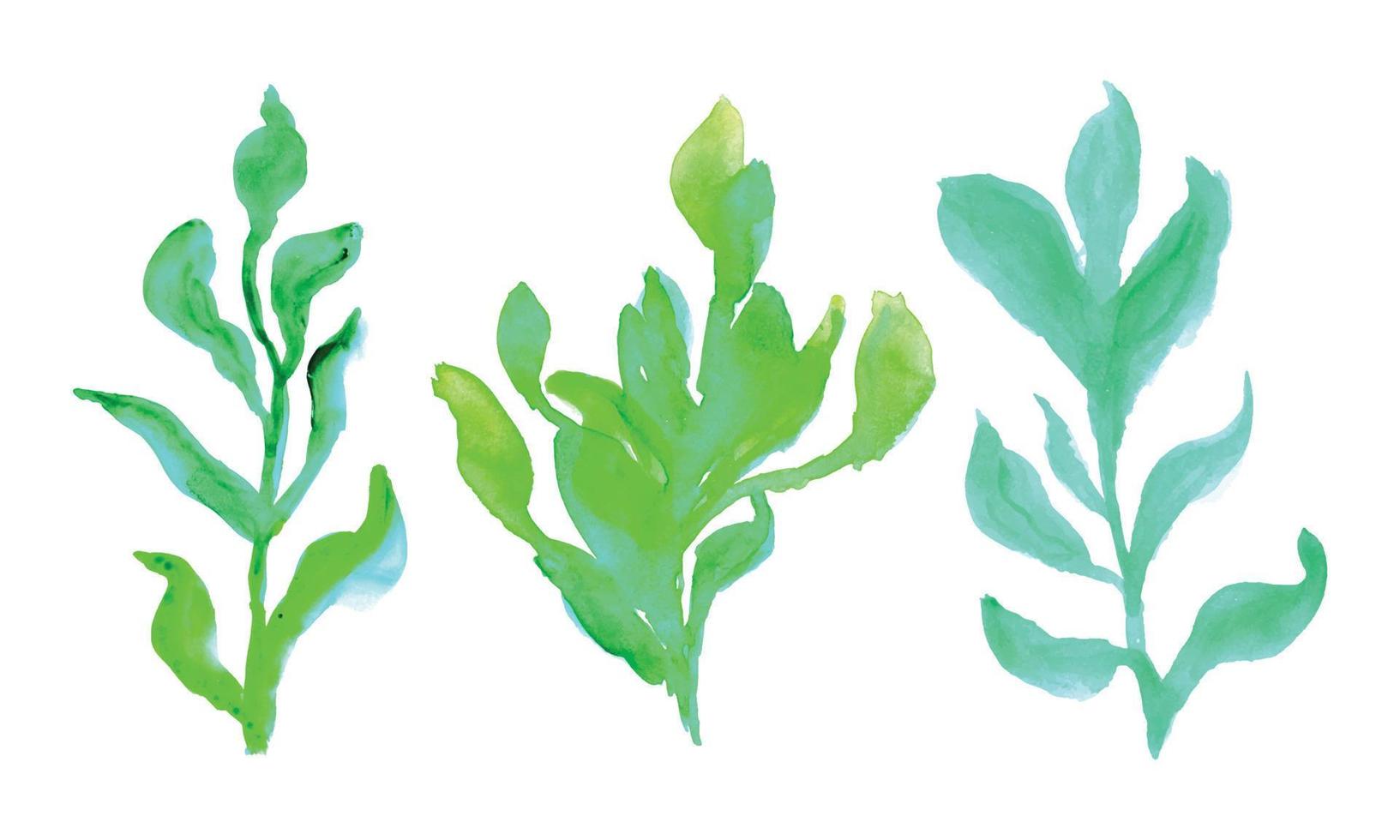 ein Reihe von Grün Bäume auf ein Weiß Hintergrund. Hand gezeichnet Pflanzen. Hand gezeichnet Blätter zeichnen vektor