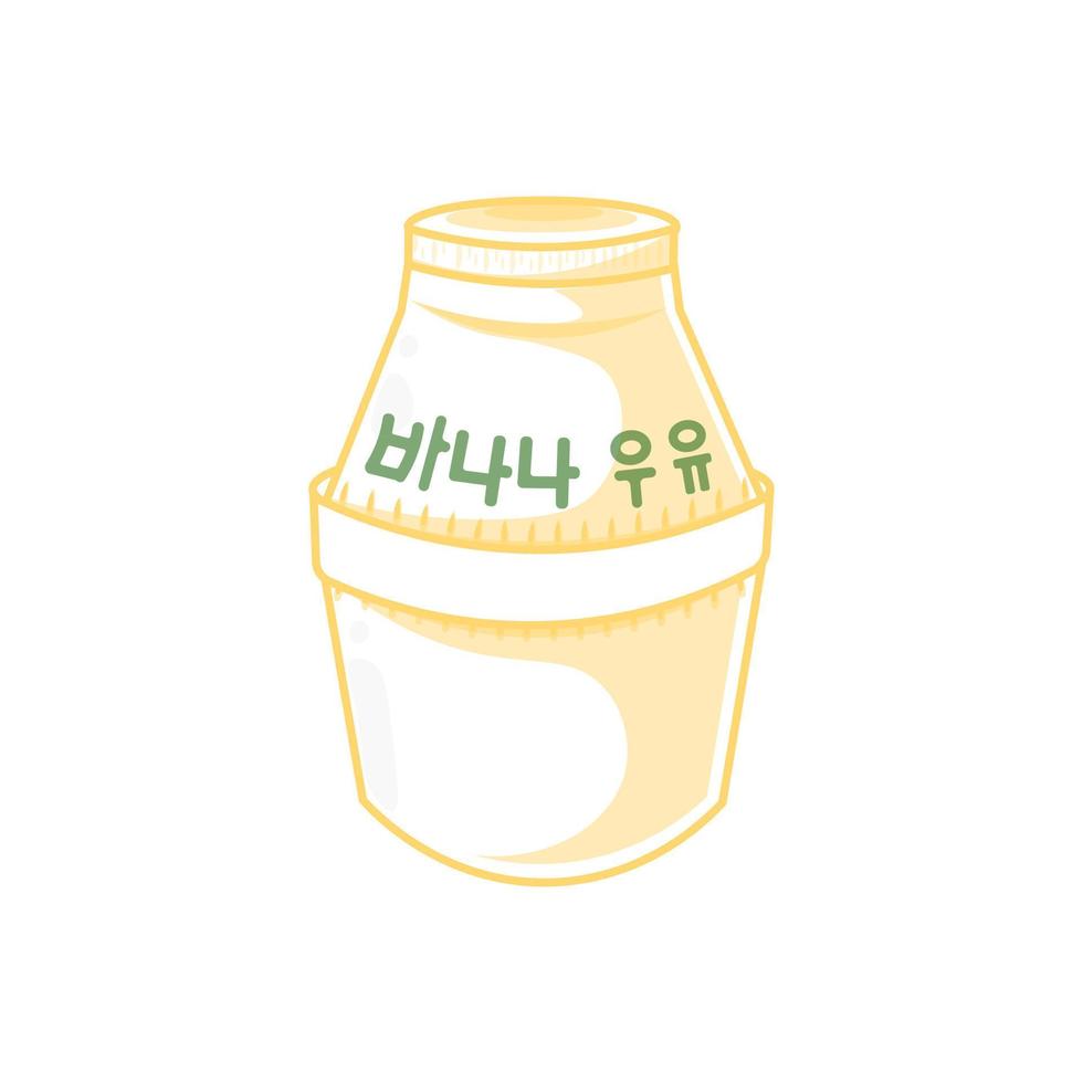 Koreanisch Banane Milch einfach Linie Kunst Illustration Logo vektor