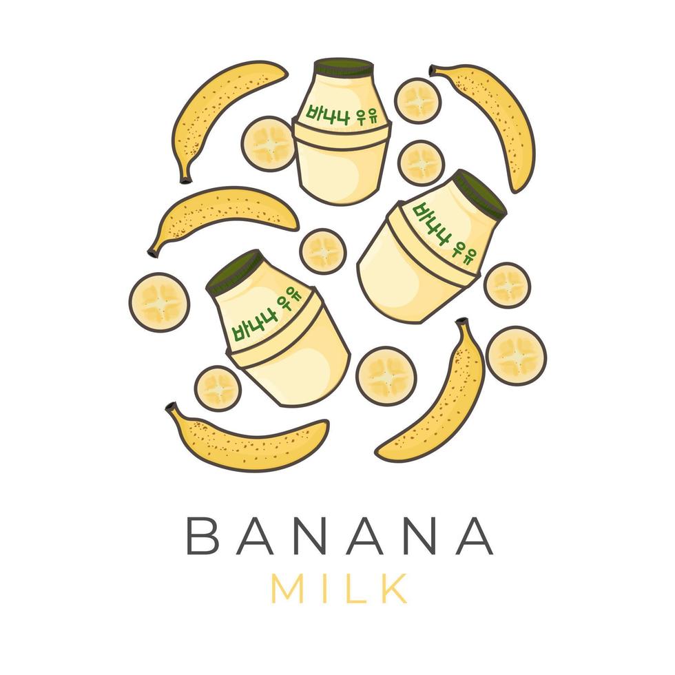Koreanisch Banane Milch Karikatur Illustration Logo vektor