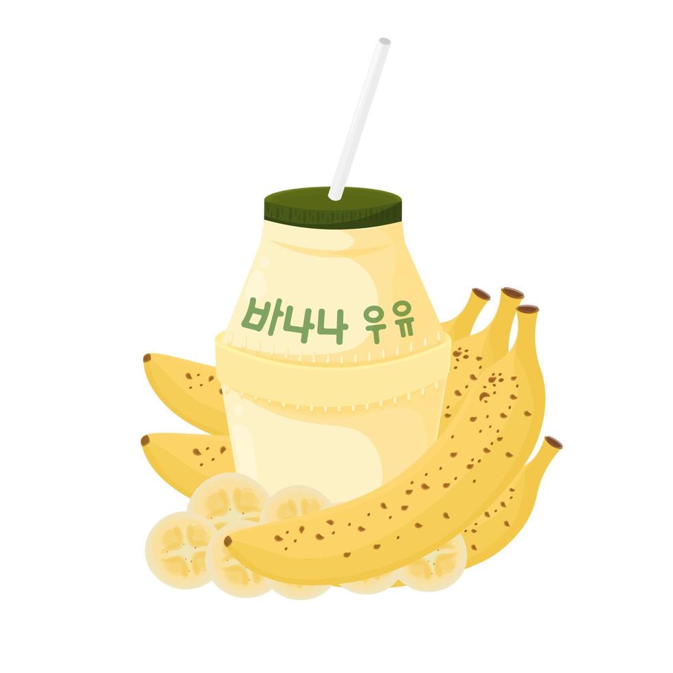 Koreanisch Banane Milch Illustration Logo mit frisch Bananen vektor