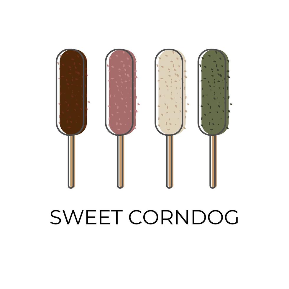 ljuv Corn dog mozzarella linje konst illustration logotyp vektor