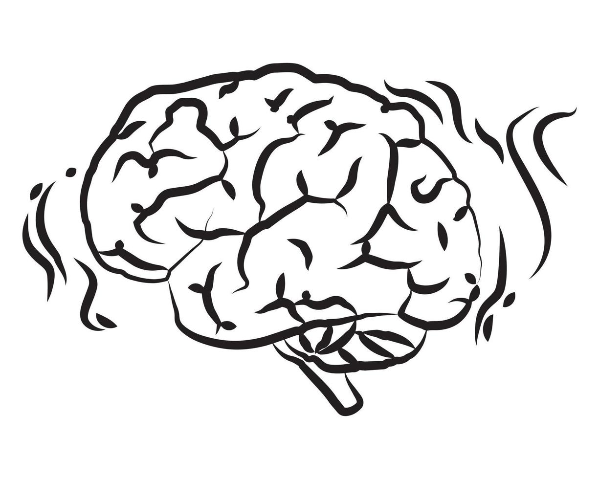 Cyber gehirn.hand gezeichnet Illustration mit Gehirn vektor