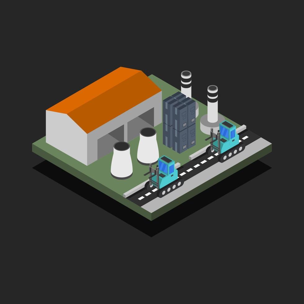 isometrische Industrie auf schwarzem Hintergrund vektor