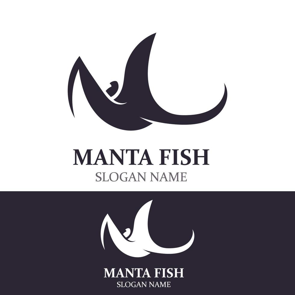 manta fisk eller stingrocka logotyp design vektor årgång illustration skridsko fisk hav