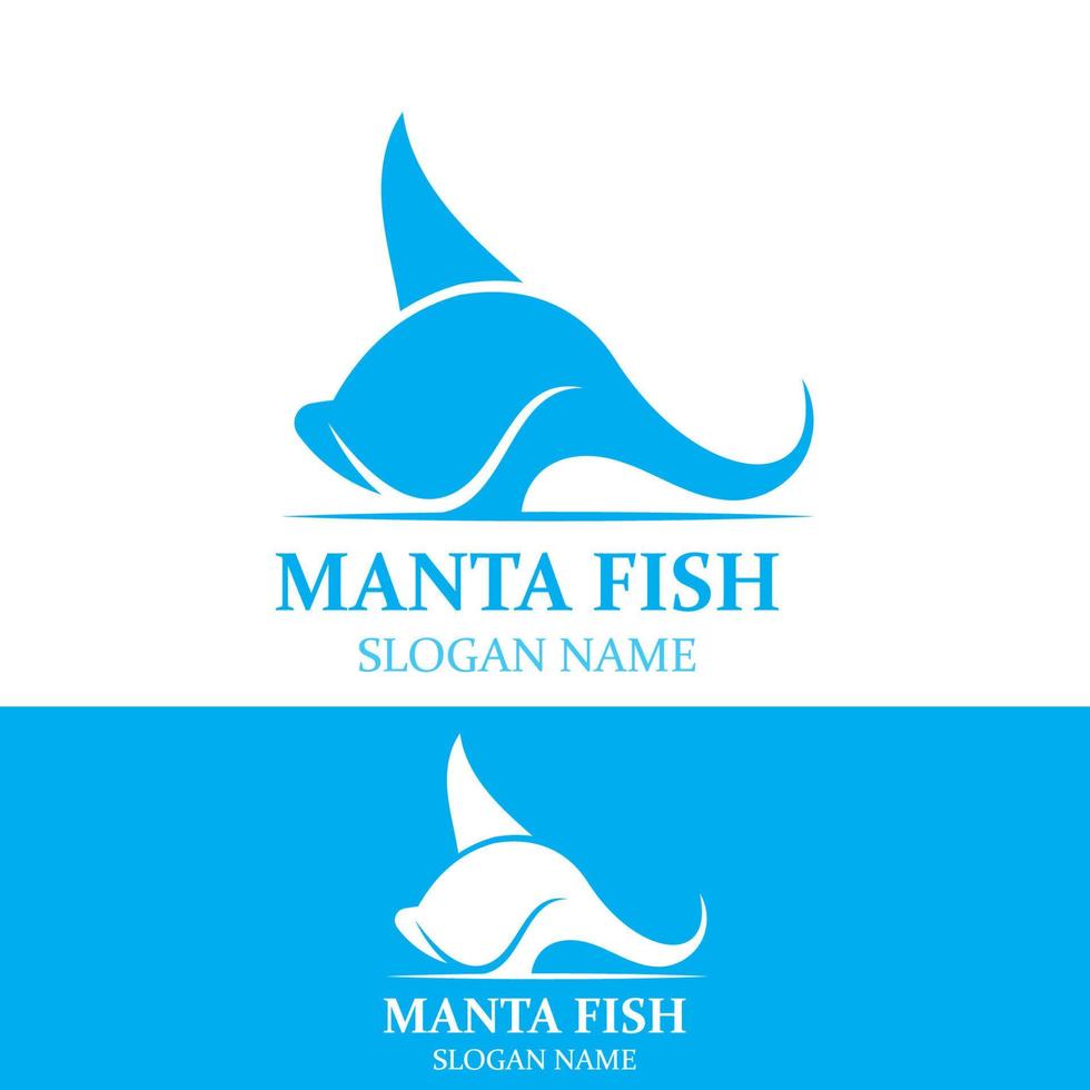 Manta Fisch oder Stachelrochen Logo Design Vektor Jahrgang Illustration Schlittschuh Fisch Ozean